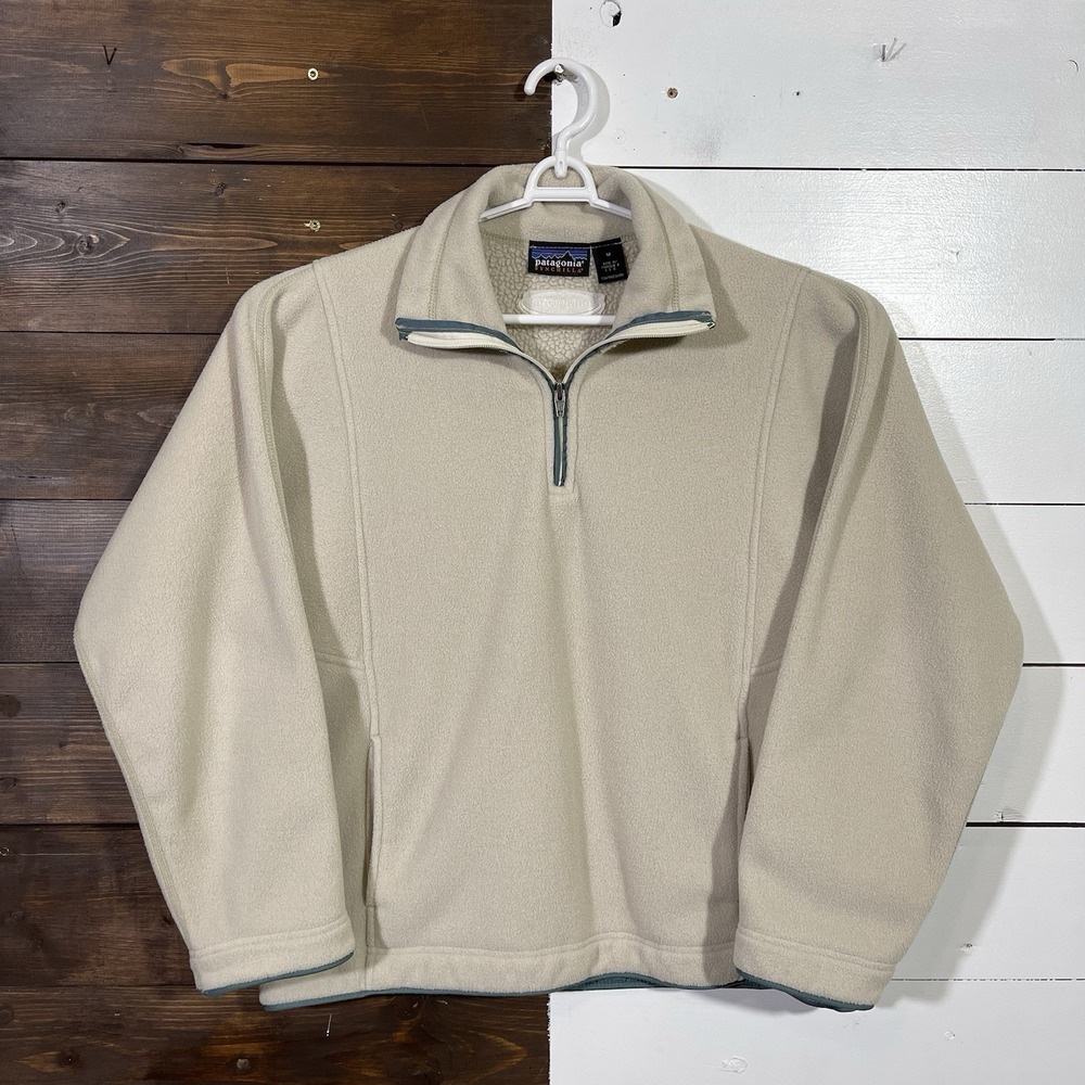 90s Patagonia Cream Fleece 1/4 Zip Pullover Jacket